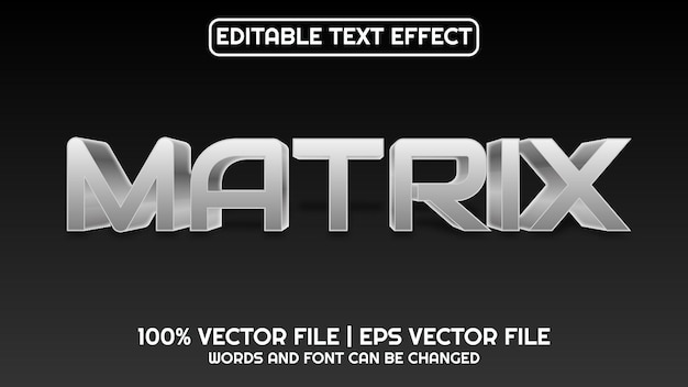 Editable text effect modern 3d matrix and minimal font style