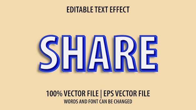 editable text effect modern 3d share and minimal font style