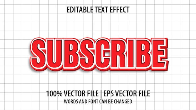 editable text effect modern 3d subscribe and minimal font style