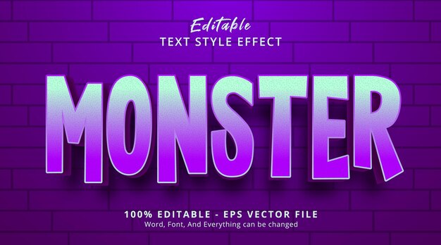 editable text effect, monster text on neon color style effect