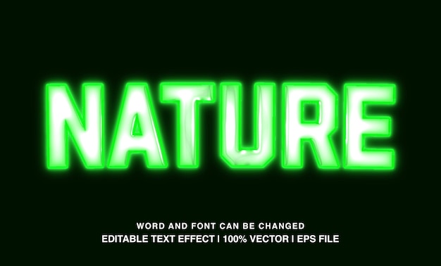 editable text effect nature neon green glossy