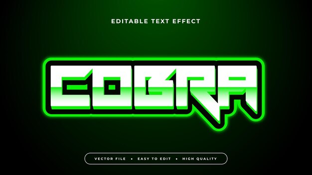editable text effect neon green cobra text on dark green background