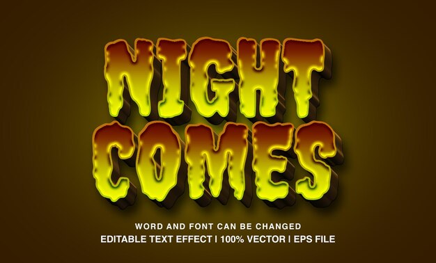 editable text effect night comes typeface