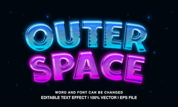 editable text effect outer space neon blue