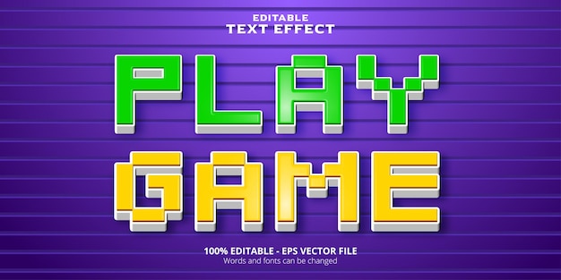 editable text effect pixel style play game text