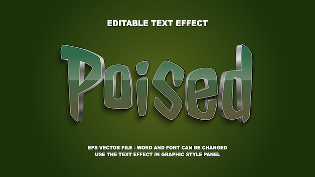 Editable Text Effect Poised 3D Vector Template