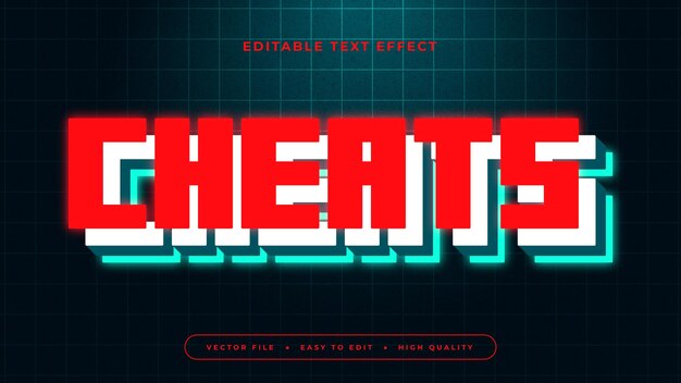 editable text effect red cheats text on green grid background