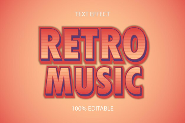 editable text effect retro music color orange cream
