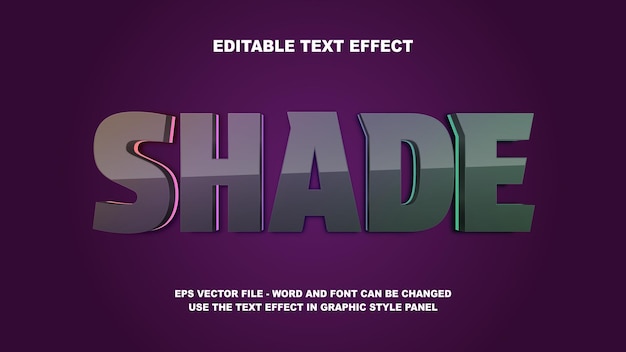 editable text effect shade 3d vector template