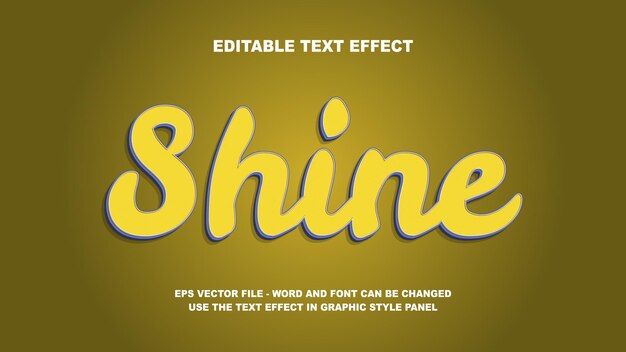Editable Text Effect Shine 3D Vector Template