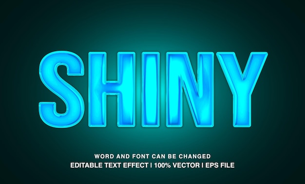 editable text effect shiny blue dark glossy