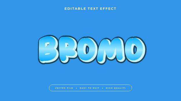 Editable text effect Shiny bromo text on light blue background