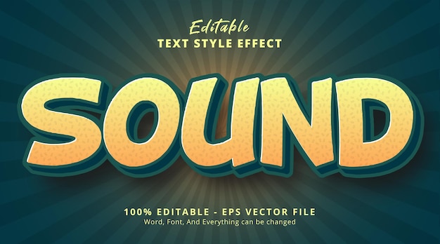 editable text effect, sound text with green and yellow color style