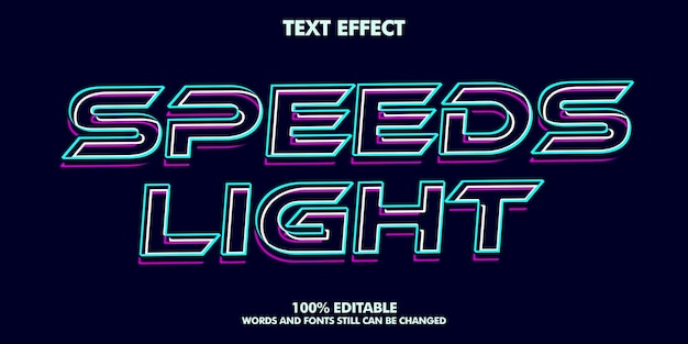 editable text effect speed light 3d line style