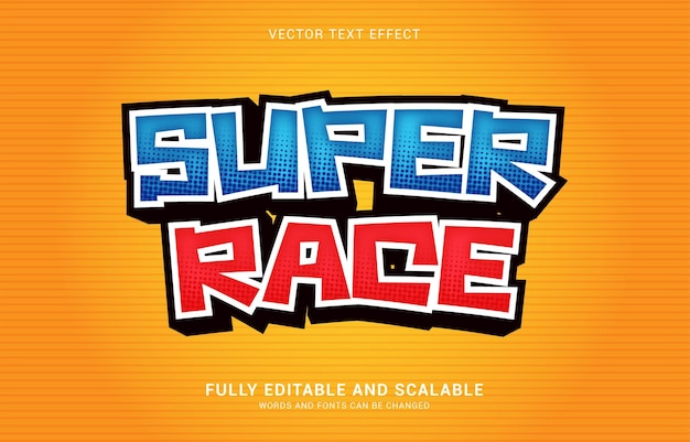 editable text effect super race style can be use to make title