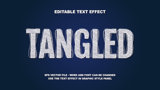editable text effect tangled 3d vector template