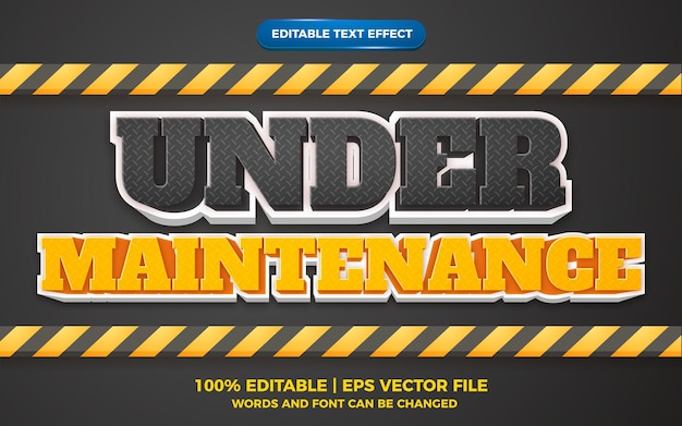 Editable text effect - under maintenance 3d template style