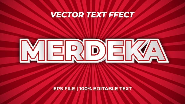 editable text effect vector text eps for indonesia independence day comic background