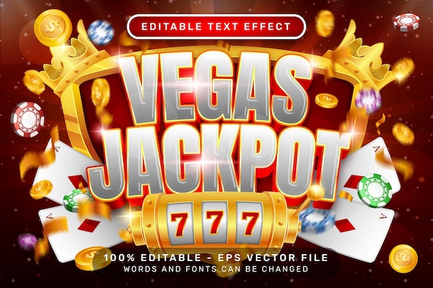 Editable text effect vegas jackpot casino 3d style concept