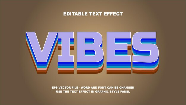 Editable Text Effect Vibes 3D Vector Template