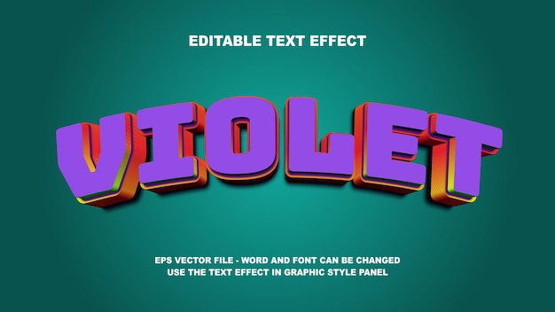 editable text effect violet 3d vector template