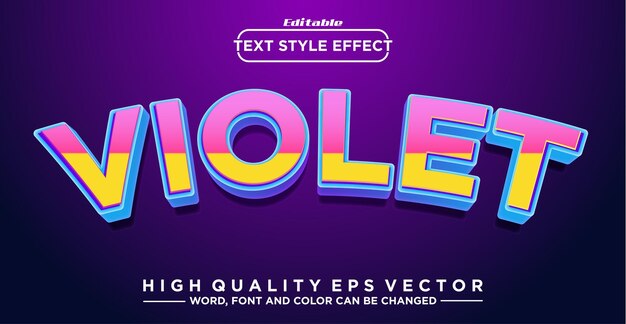 Editable text effect violet theme concept