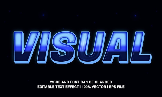 editable text effect visual neon blue