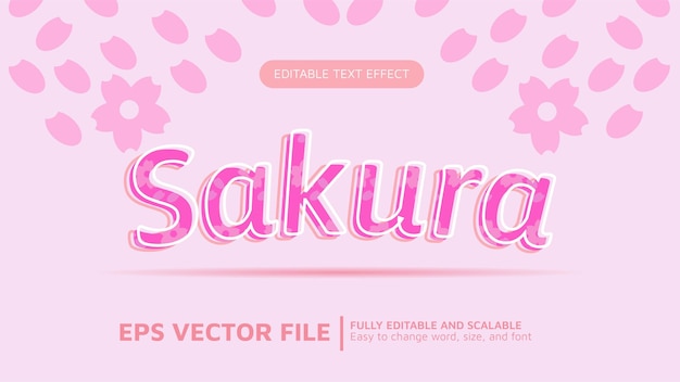 Editable Text Effect with Sakura Flower Pattern with Pink Petals