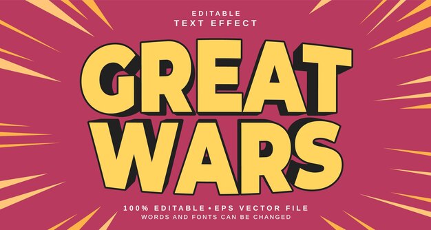 Editable text style effect Great Wars text style theme