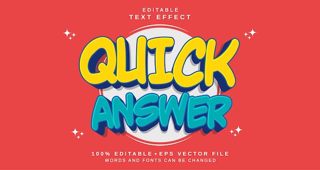 Editable text style effect Quick Answer text style theme