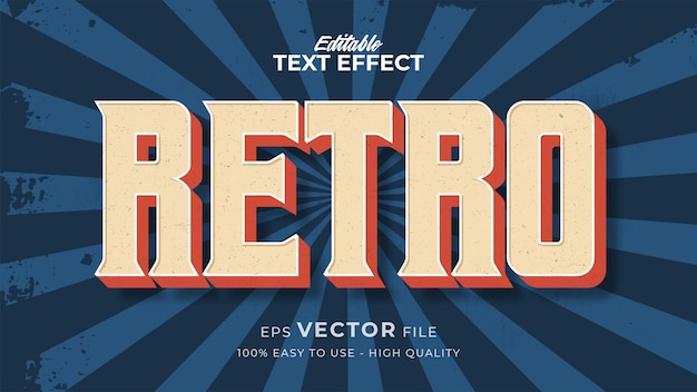 editable text style effect - retro text in grunge style theme