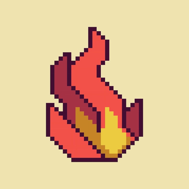 editable vector fire icon pixel art illustration for game development game asset web asset
