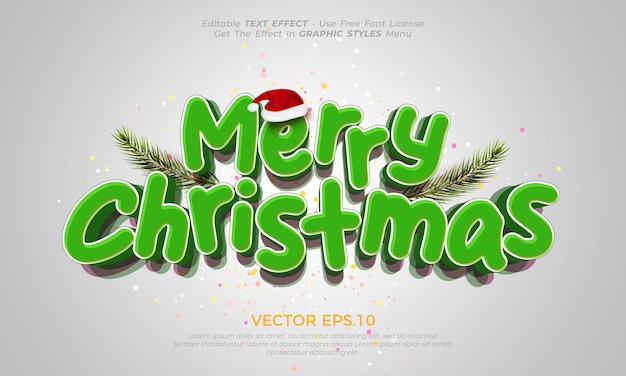 Editable vector text effect merry christmas text style