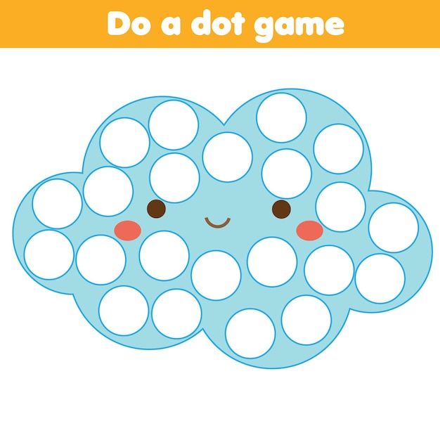 Eduational children game Do a dot for kids and toddlers Cute blue cloud