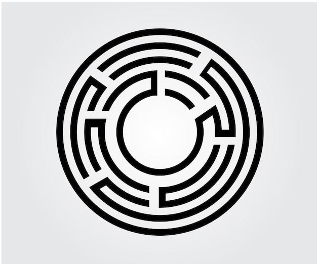 education logic game labyrinth for kids find right way isolated simple round maze black line on wh