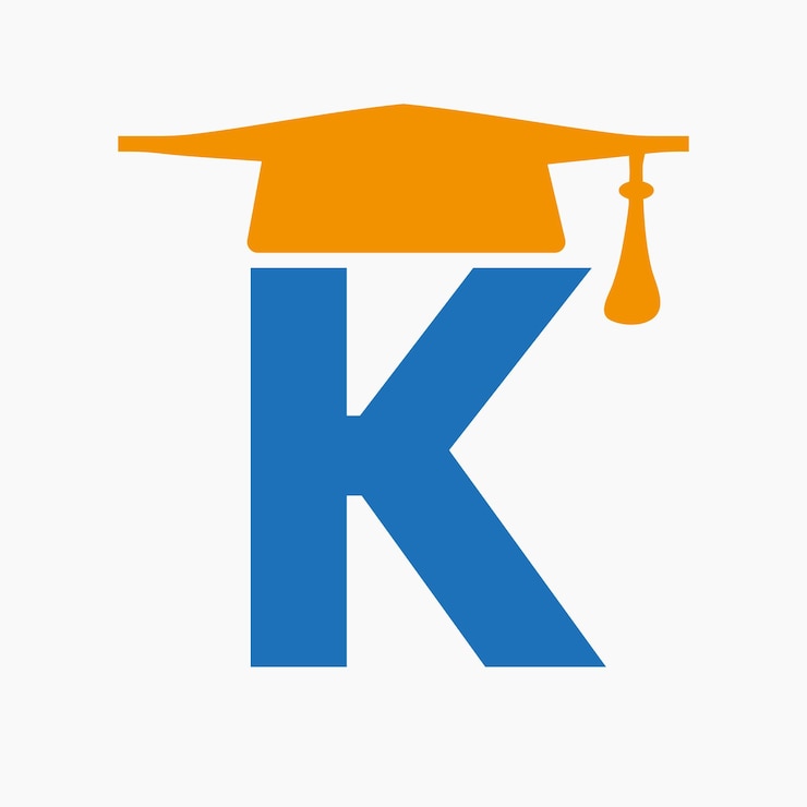 Vektör education logo on letter k with graduation hat icon study symbol