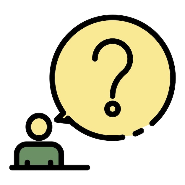 Education question icon Outline education question vector icon color flat isolated