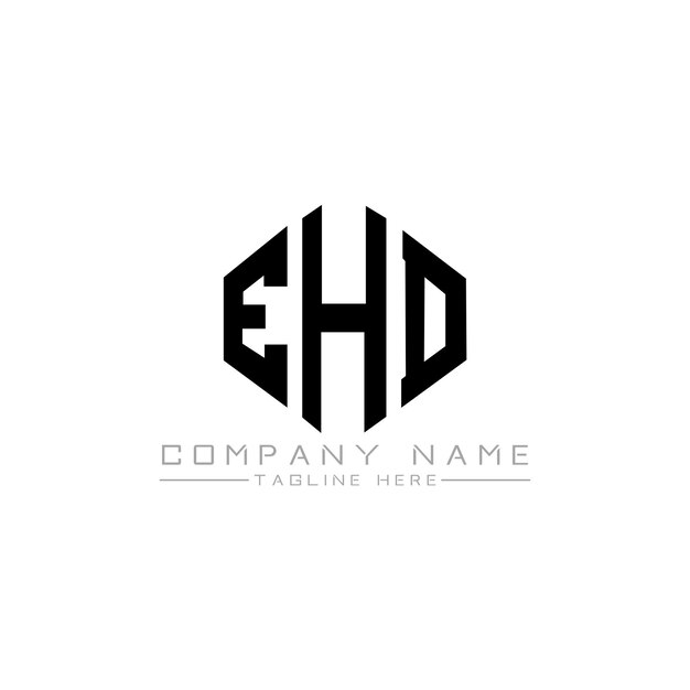 EHD letter logo design with polygon shape EHD polygon and cube shape logo design EHD hexagon vector logo template white and black colors EHD monogram business and real estate logo