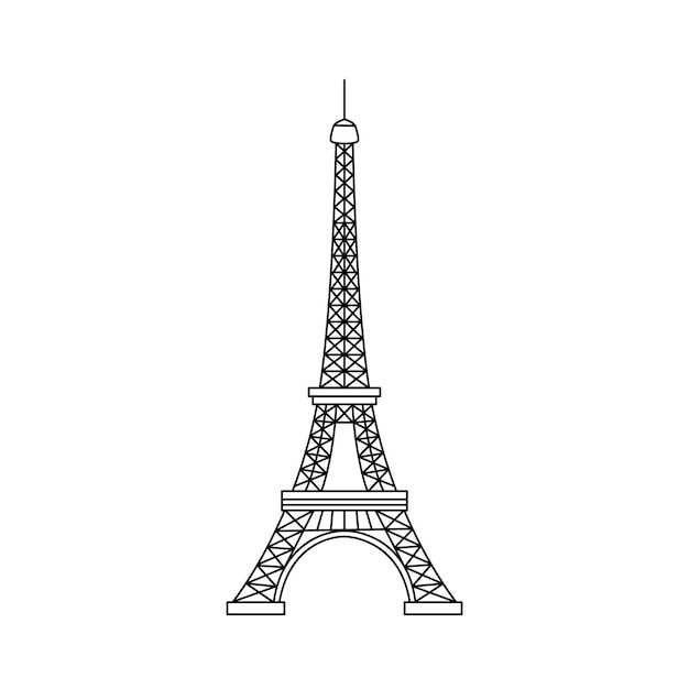 Eiffel Tower doodle vector illustration French national symbol isolated Paris architecture