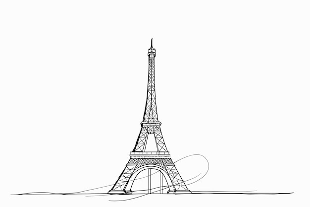 Eiffel Tower vector sketch Simple hand drawn illustration isolated black ink Paris France