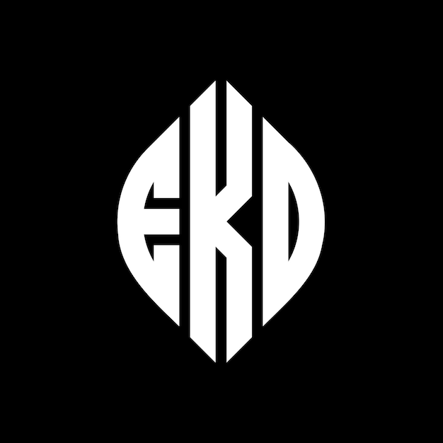 EKD circle letter logo design with circle and ellipse shape EKD ellipse letters with typographic style The three initials form a circle logo EKD Circle Emblem Abstract Monogram Letter Mark Vector