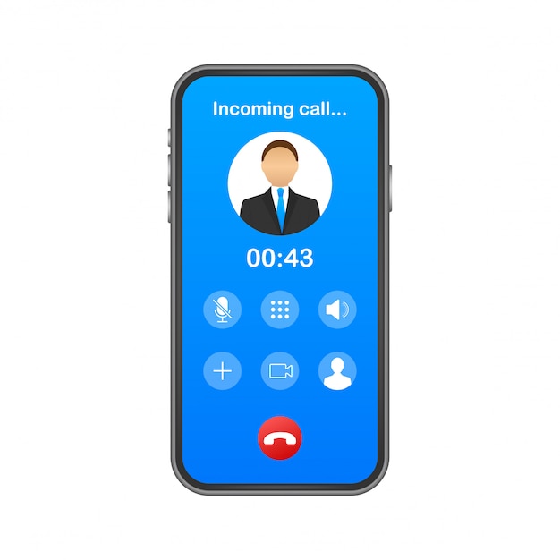 Ekranda gelen araması olan akıllı telefon. Gelen arama. İllüstrasyon.