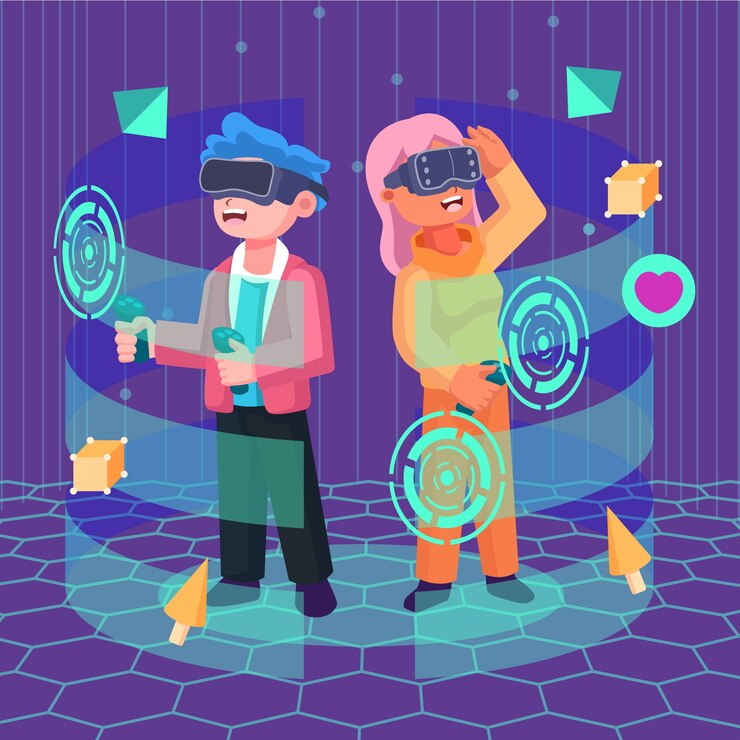 Vektör el çizimi düz tasarım metaverse illüstrasyonu