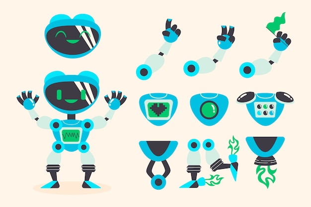 El çizimi robot karakter oluşturucu illüstrasyonu