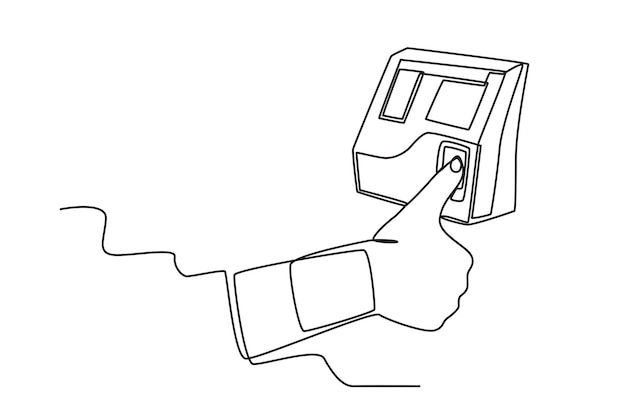 El kullanan Kişi gibi Face ID veya biyometrik özellik ile cep Telefonu kullanan İnsanların tek sürekli çizgi çizimi