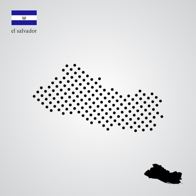 El Salvador kort silhuet halftone stil