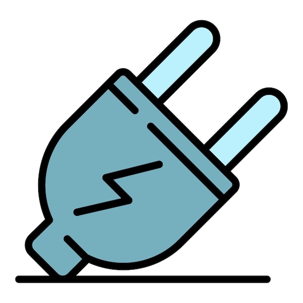 Electric car plug icon Outline electric car plug vector icon color flat isolated