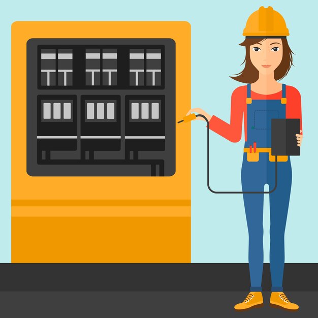 electrician with electrical equipment.