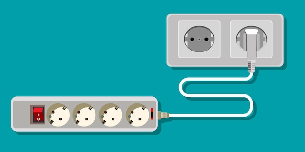 Electricity set icon Wall socket and extension cord symbolize power usage home electricity energy