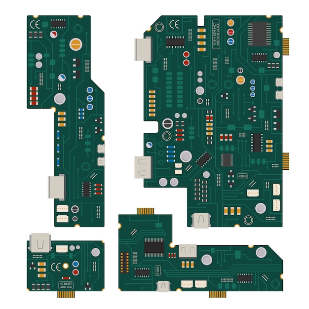 electronic circuit. computer mother board with diodes and other components